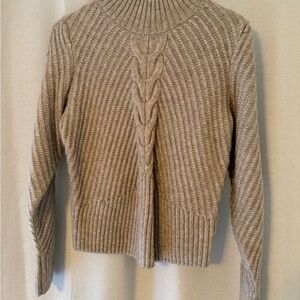 Elegant Ribbed Turtleneck Sweater in Taupe